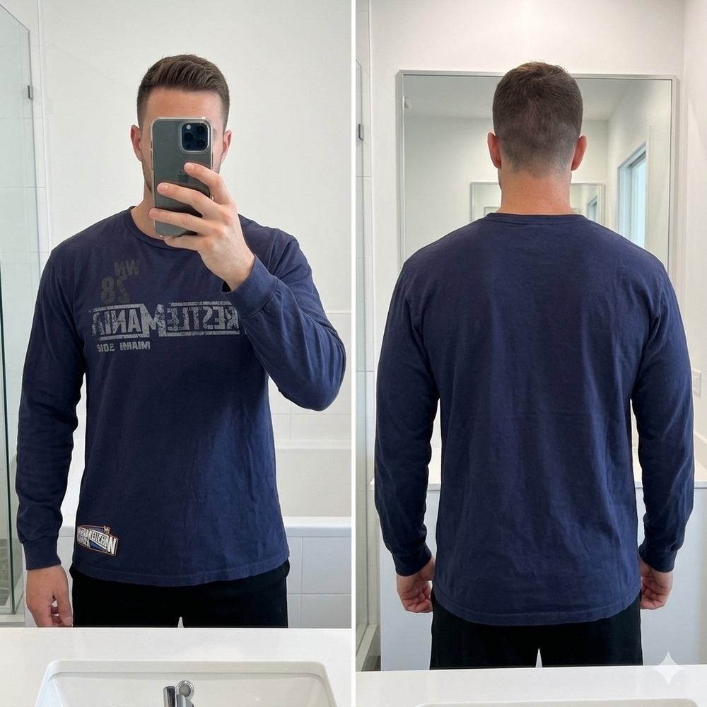 WWE WrestleMania 28 Miami 2012‎ Long Sleeve Shirt Mens XL Navy Blue Vintage Rock